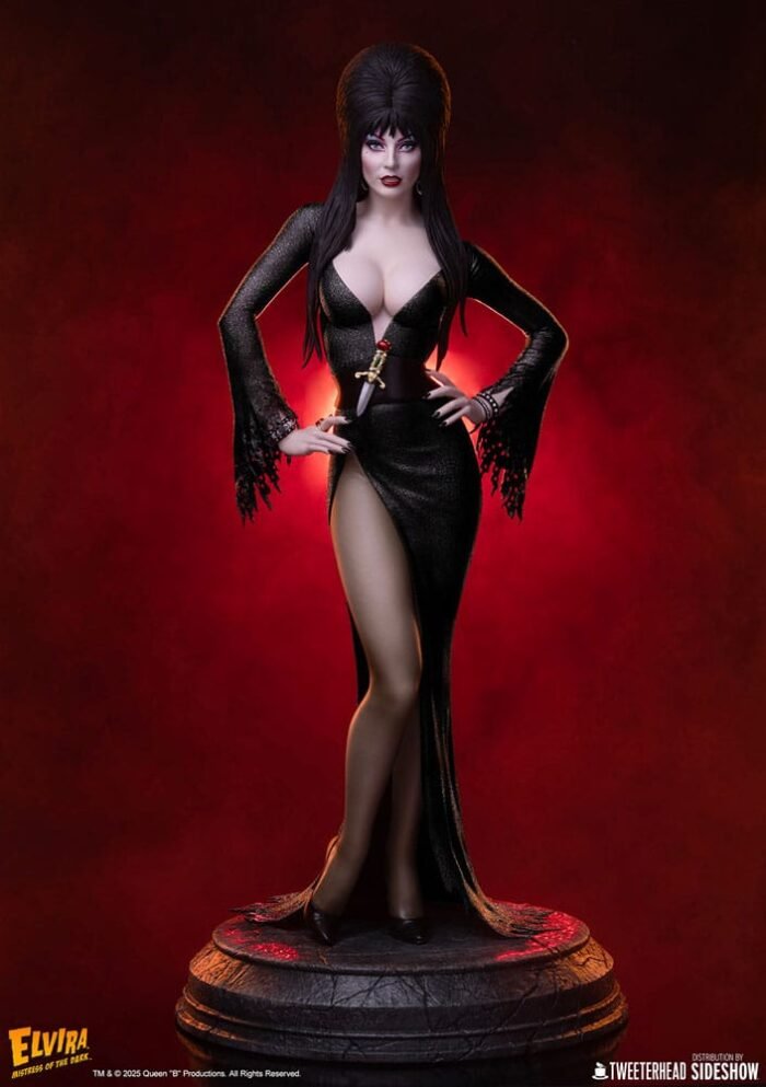 Elvira 1:4 Mistress of the Dark Black Glitter Dress Tweeterhead - Imagen 2