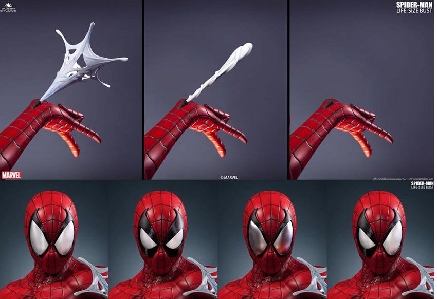 Spiderman Life Size Bust Black Red 1:1 Queen Studios - Imagen 3