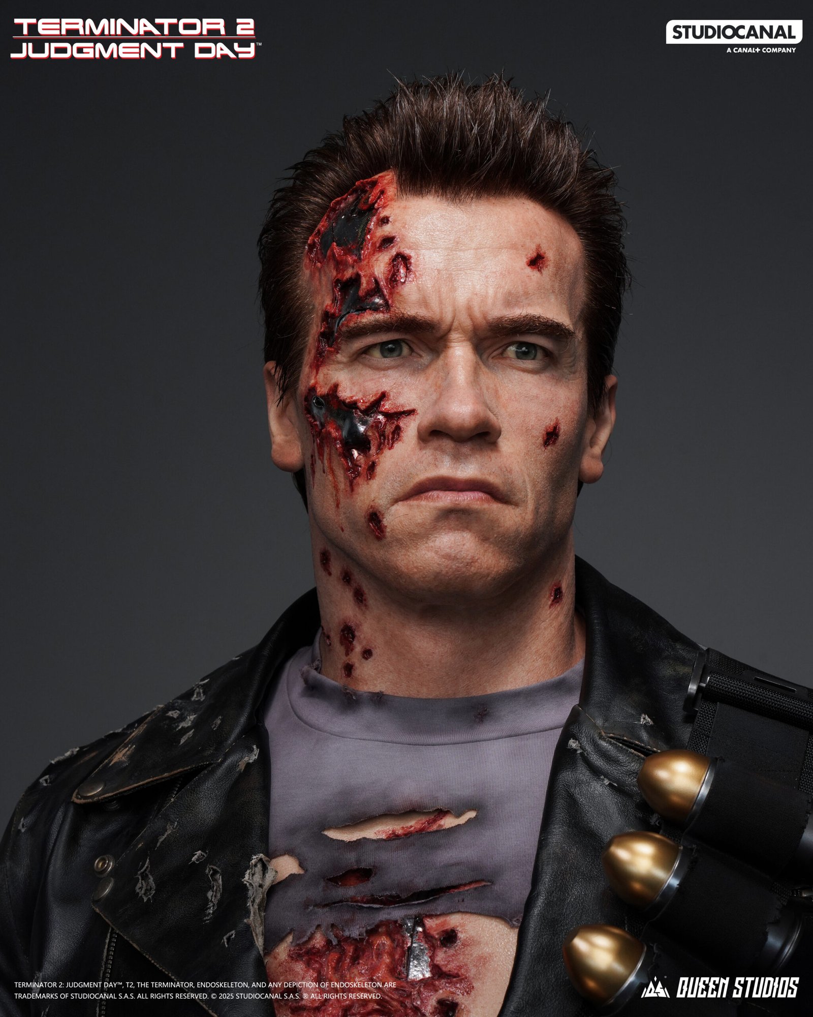 Terminator T-800 Battle Damaged Life Size Bust 1:1 Queen Studios - Imagen 7