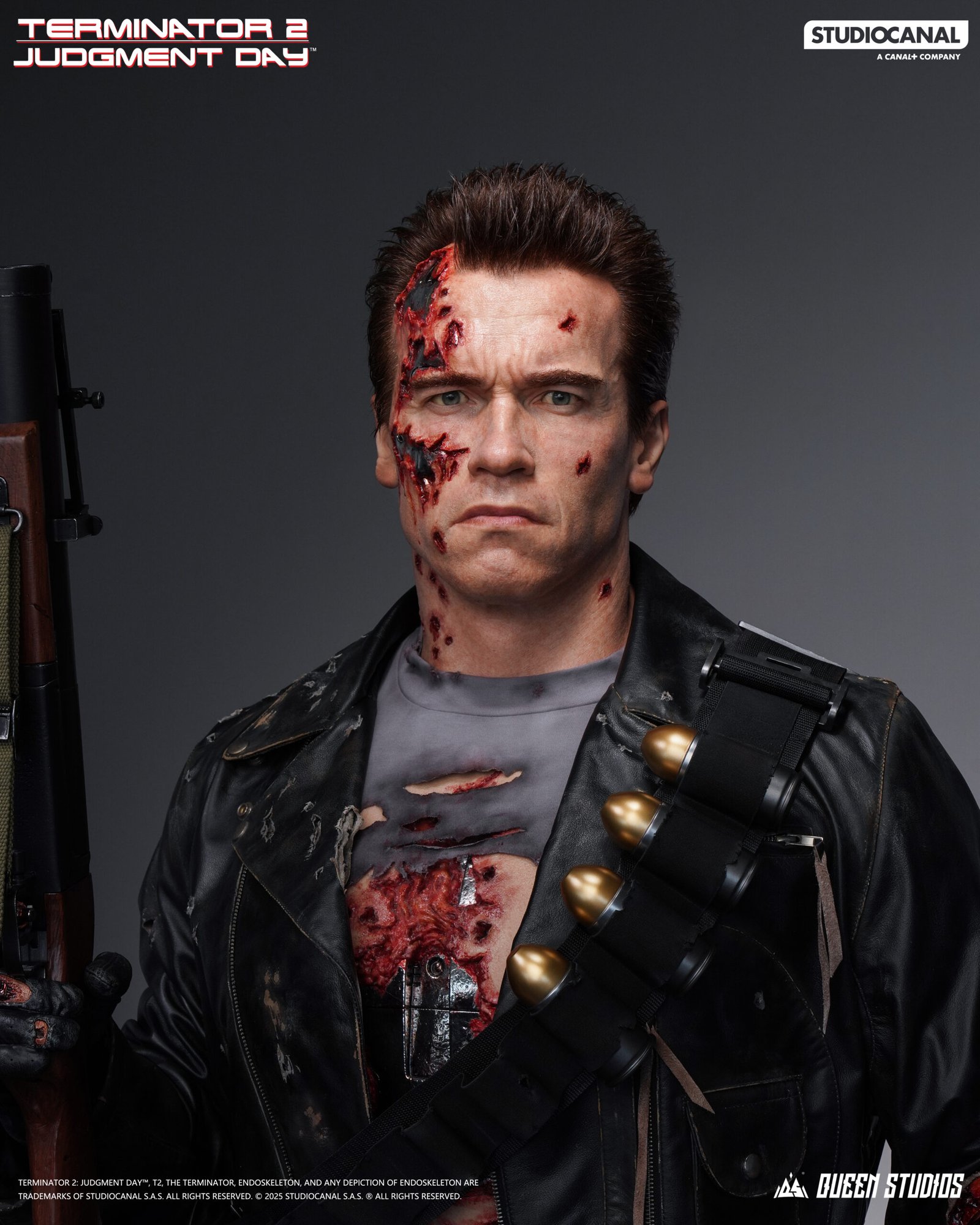 Terminator T-800 Battle Damaged Life Size Bust 1:1 Queen Studios - Imagen 2